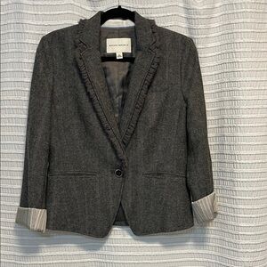 Banana Republic Charcoal Women's Blazer with Ruffle Trim